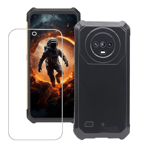 Bsdurable 2 in 1 Handyhülle für Cubot Kingkong ES Hülle mit Panzerglas Schutzfolie Displayschutz Dünn Soft Schutzhülle Silikon TPU Protection Mobile Phone Cases Covers Schwarz von Bsdurable