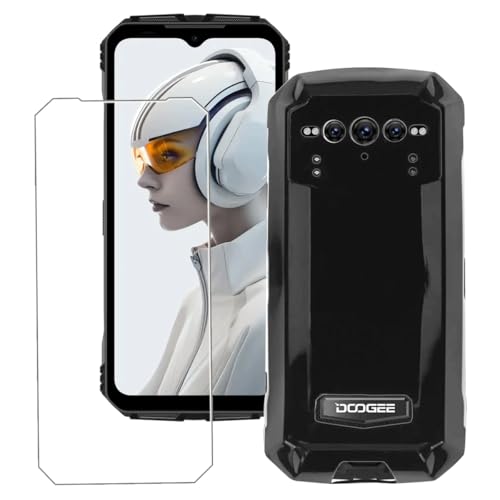 Bsdurable 2 in 1 Handyhülle für Doogee V Max Plus Hülle mit Folie Schutzfolie Displayschutz Dünn Soft Schutzhülle Silikon TPU Protection Mobile Phone Cases Covers Schwarz von Bsdurable