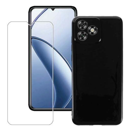 Bsdurable 2 in 1 Handyhülle für Oukitel C53 Hülle mit Folie Schutzfolie Displayschutz Dünn Soft Schutzhülle Silikon TPU Protection Mobile Phone Cases Covers Schwarz von Bsdurable