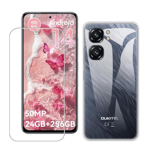 Bsdurable 2 in 1 Handyhülle für Oukitel C58 Pro Hülle mit Schutzfolie Displayschutz Transparent Schutzhülle Dünn Soft Silikon TPU Protection Mobile Phone Case Cover Clear von Bsdurable