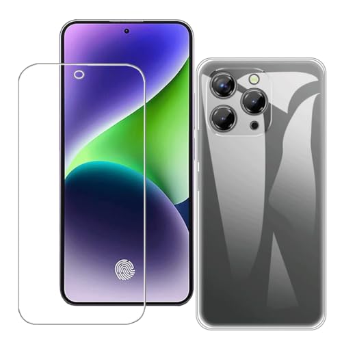 Bsdurable 2 in 1 Handyhülle für Oukitel P1 Power Hülle mit Schutzfolie Displayschutz Transparent Schutzhülle Dünn Soft Silikon TPU Protection Mobile Phone Case Cover Clear von Bsdurable
