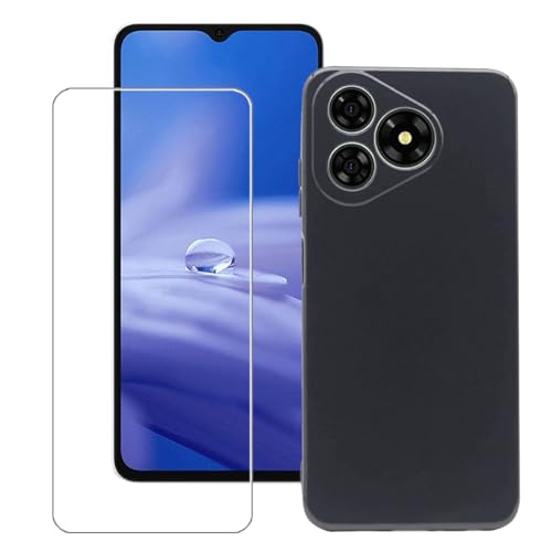 Bsdurable 2 in 1 Handyhülle für Ulefone Note 19 Hülle mit Folie Schutzfolie Displayschutz Dünn Soft Schutzhülle Silikon TPU Protection Mobile Phone Cases Covers Schwarz von Bsdurable