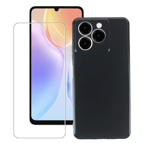 Bsdurable 2 in 1 Handyhülle für Ulefone Note 20 Pro Hülle mit Folie Schutzfolie Displayschutz Dünn Soft Schutzhülle Silikon TPU Protection Mobile Phone Cases Covers Schwarz von Bsdurable