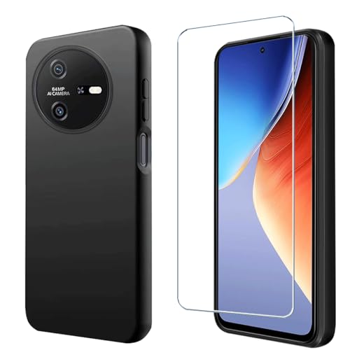Bsdurable 2 in 1 Hülle für Blackview Oscal Tiger 12 Schwarz Case + 1 Stück Panzerglas Schutzfolie Displayschutz- Stoßfeste silikon TPU Protection Schutzhülle Cover Handyhülle von Bsdurable