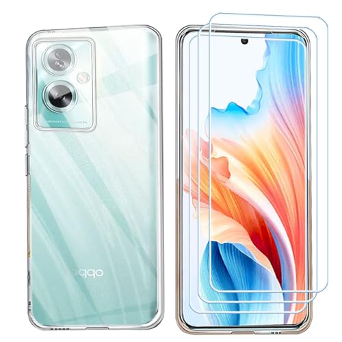 Bsdurable 4 in 1 Hülle für Oppo A79 5G Handyhülle mit 1 Transparent Case + 3 Stück Panzerglas Schutzfolie Displayschutz- Silikon TPU Protection Schutzhülle Cover Clear von Bsdurable