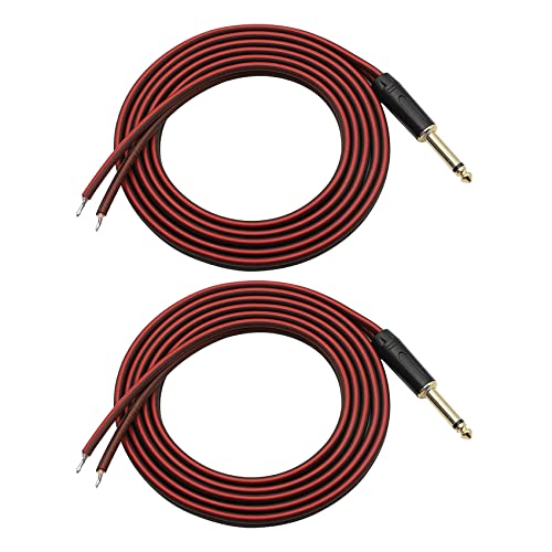 Bsowte 2 x 1/4 auf Lautsprecherkabel, Audiokabel auf 6,35 mm, Mono-Stecker, Ersatz, OFC-Lautsprecher, HiFi, vergoldet oder mit offenem Ende von Bsowte