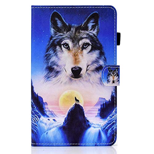 Bsprig Hülle für Galaxy Tab A8 10.5 Zoll 2021, Folio Flip PU Leder Schutzhülle Galaxy Tab A8 2021 (SM-X205/SM-X200) Stifthalter Stand Wallet Cover Case Tablet,Wolf von Bspring