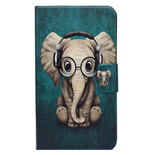 Bspring Huawei T1-701U Hülle, Huawei Mediapad T1 7.0 Cover Ultra Slim PU Leder Schutzhülle mit Stand Tasche Hülle für Huawei T1-701U MediaPad T1 7.0 Zoll Tablet Flip Case Cover Elefant von Bspring