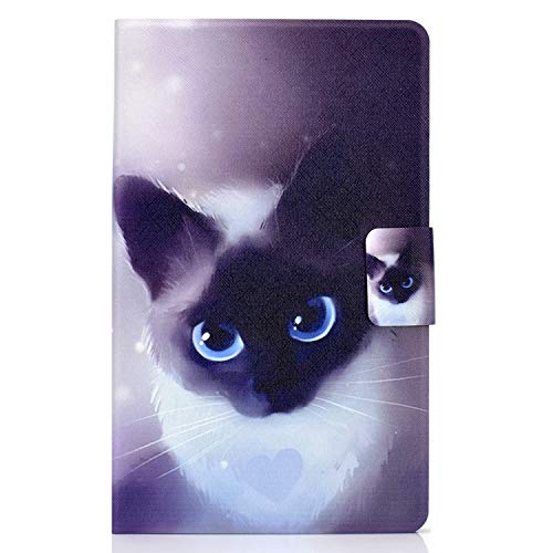 Bspring Hülle Book Cover Etui für Samsung Galaxy Tab A7 Lite 8.7 Zoll 2021 SM-T220/T225 Schutzhülle PU Leder Tablet Tasche Case Huelle mit Ständer,Blaue Katze von Bspring