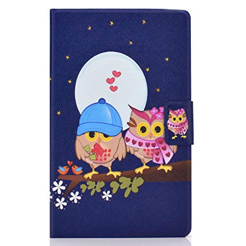 Bspring Hülle Book Cover Etui für Samsung Galaxy Tab A7 Lite 8.7 Zoll 2021 SM-T220/T225 Schutzhülle PU Leder Tablet Tasche Case Huelle mit Ständer,Paar Eulen von Bspring