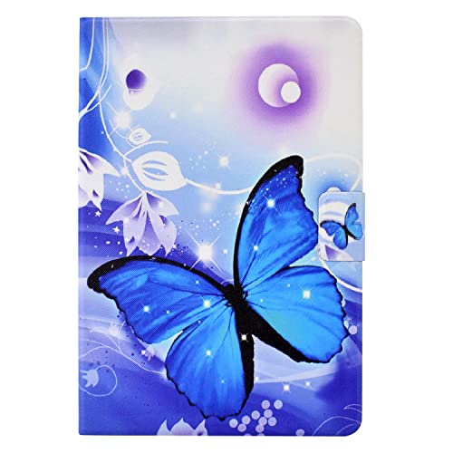 Bspring Hülle für Fire 7-Tablet Case 2022 (12th Genneration, 2022 Release) SchutzHülle PU Leder Tablet Tasche Book Case Huelle mit Ständer für Fire HD 7 (12. Generation) Blauer Schmetterling von Bspring