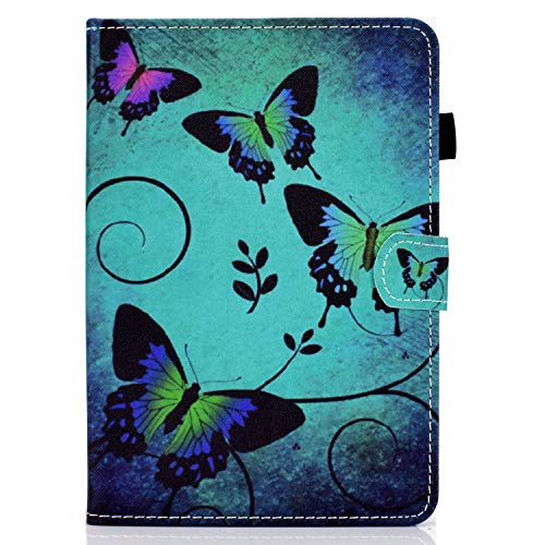 Bspring Hülle für Fire 7-Tablet Case 2022 (12th Genneration, 2022 Release) SchutzHülle PU Leder Tablet Tasche Book Case Huelle mit Ständer für Fire HD 7 (12. Generation) Schmetterling von Bspring