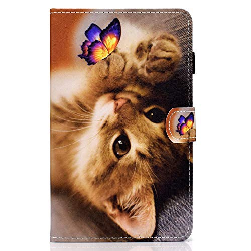 Bspring Hülle für Lenovo Tab M10 HD (2nd Gen) 10.1 Zoll 2020 Tablette, Ultra dünn Cover Magnetisch PU Leder Tasche Ständer Schutzhülle mit Muster, Intelligent Abdeckung Schlaf/Aufwach,Katze von Bspring