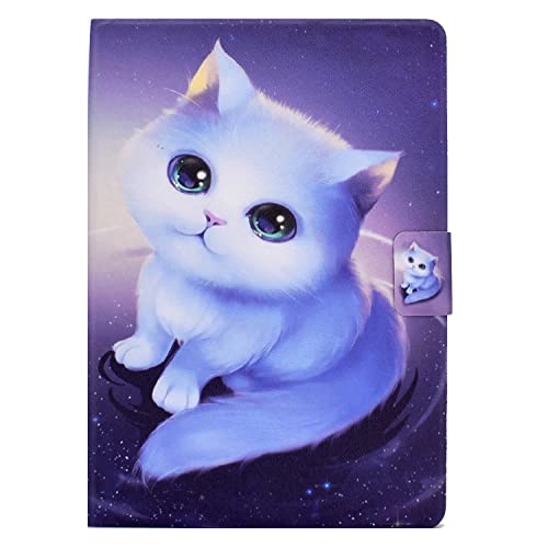 Bspring Hülle für Neu iPad 10.2 2019(iPad 7. Generation),Premium Leder Geschäftshülle mit Ständer,Kartensteckplatz,Auto Schlaf/Aufwach Funktion (Kompatibel mit iPad Pro 10.5"/ iPad Air 3) Graue Katze von Bspring