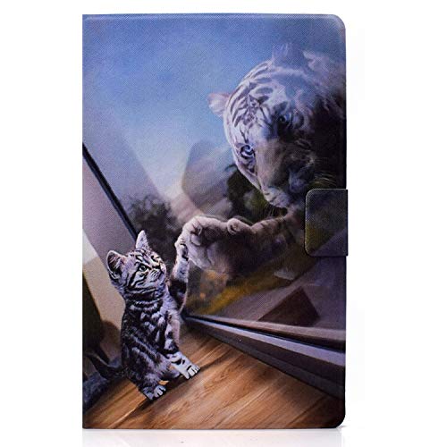Bspring Hülle für Samsung Galaxy Tab A7 Lite 8.7 Zoll 2021, PU Leder Folio Ständer Schutzhülle, Magnetische Smart Cover Case für Samsung Tab A7 SM-T220/SM-T225,Katze & Tiger von Bspring