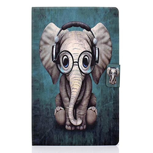 Bspring Hülle für Samsung Galaxy Tab A8 10.5 Zoll 2021(SM-X205/ SM-X200), PU-Leder Cover mit Bleistift Schnalle Multi-Angle Ständer-Folio-Schutzhülle,Elefant von Bspring