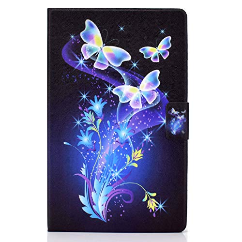 Bspring Hülle für Samsung Galaxy Tab A8 10.5 Zoll 2021(SM-X205/ SM-X200), PU-Leder Cover mit Bleistift Schnalle Multi-Angle Ständer-Folio-Schutzhülle,Schmetterling von Bspring