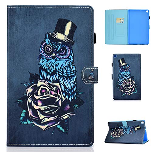 Bspring Hülle für Samsung Galaxy Tab S6 Lite / P610N (10,4 Zoll) PU Lederhülle Smart Case Tasche mit Ständer Schutzhülle Flip Cover,Rose Owl von Bspring