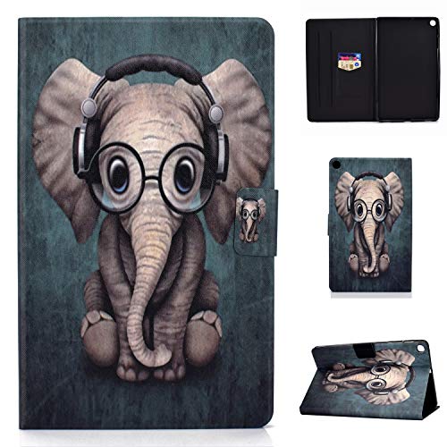 Bspring Hülle für Samsung Galaxy Tab S6 Lite 10,4 Zoll SM-P610/P615 2020 Release Case Cover mit Kartenfächern & Bargeldfächern PU Leder Case Multi-Winkel View Folio Stand Cover,Elefant von Bspring