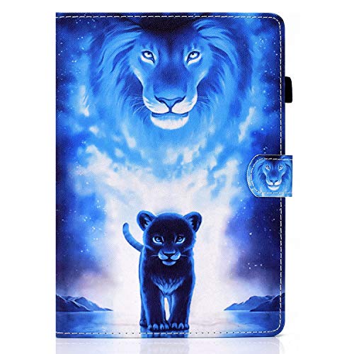 Bspring Hülle für iPad 8. Generation (2020) / 7. Gen (2019) 10.2 Zoll, Folio Flip PU Leder Schutzhülle iPad 10,2 Stifthalter Stand Wallet Cover Case Tablet Hülle,Löwe von Bspring