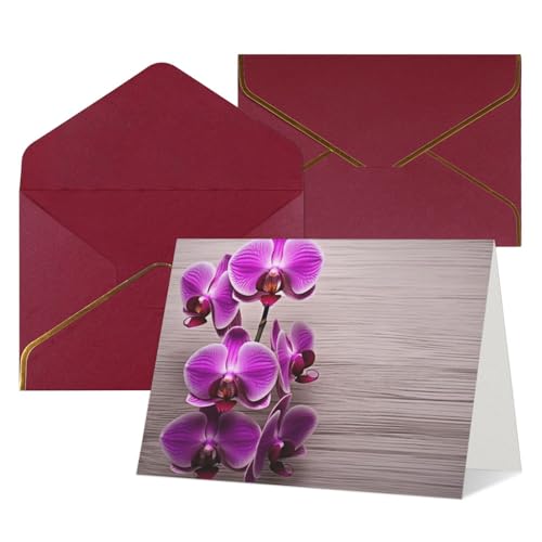 Btcowzrv Grußkarten mit Umschlägen Blanko-Notizkarten Orchideen-Druck Dankeskarten Perlglanzpapier Urlaubskarten Lustige Geburtstagskarte 10,2 x 15,2 cm Weihnachtskarten Party Einladungskarte von Btcowzrv
