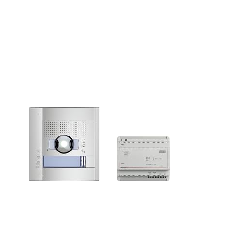 BTICINO, Unterputz-Türstation SFERA Allmetal mit optimierter 5 Megapixel Weitwinkel-Farbkamera, LED-beleuchtete Namensschilder, Video-Netzgerät, 905233 von Bticino