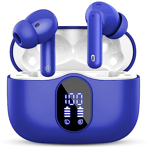 Bluetooth Kopfhörer, Kabellos Bluetooth 5.3 Sport In Ear, mit 4 Mikrofon, 40 std Spielzeit, LED-Anzeige, ENC Lärmreduzierung,HiFi Stereo Ohrhörer für Arbeit und Studium,Blau Earbuds von Btootos