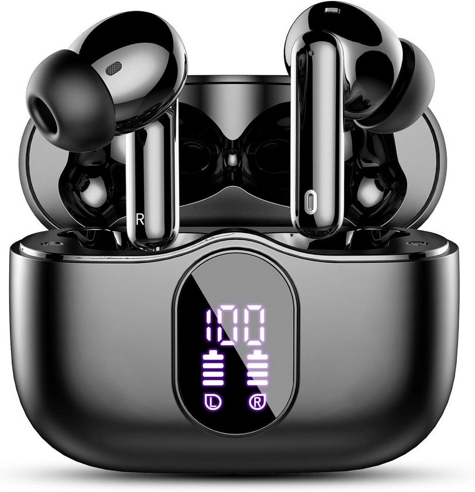 Btootos Bluetooth 5.3 Sport 4 Mikrofon LED-Anzeige HiFi Stereo wireless In-Ear-Kopfhörer (Bassverstärkung für Immersion., Bluetooth, mit 40 std Spielzeit ENC Lärmreduzierung Ohrhörer für Arbeit & Studium) von Btootos