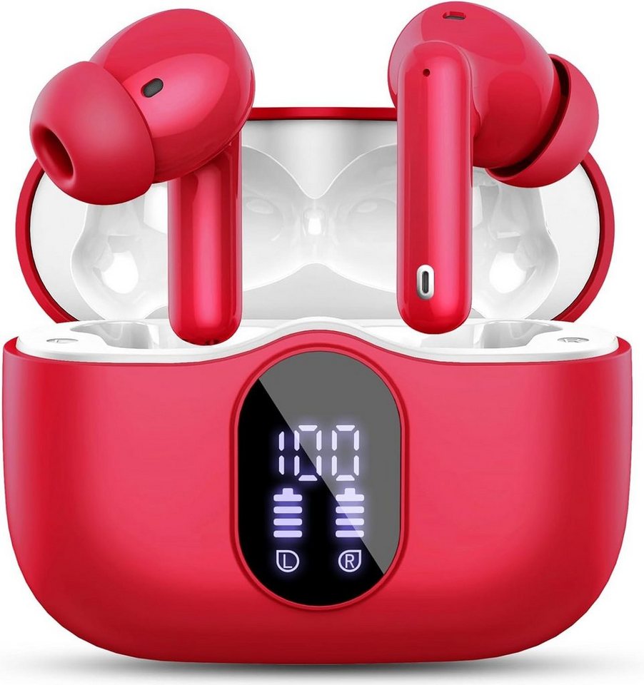 Btootos Bluetooth 5.3 Sport 4 Mikrofon LED-Anzeige HiFi Stereo wireless In-Ear-Kopfhörer (Stabile Bluetooth-Verbindung, Bluetooth, mit 40 std Spielzeit ENC Lärmreduzierung Ohrhörer für Arbeit & Studium) von Btootos