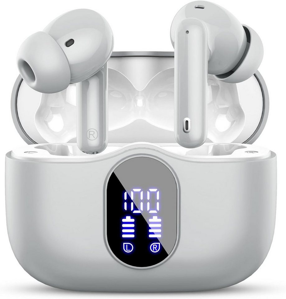 Btootos Bluetooth 5.3 Sport 4 Mikrofon LED-Anzeige HiFi Stereo wireless In-Ear-Kopfhörer (Stabile Bluetooth-Verbindung., Bluetooth, mit 40 std Spielzeit ENC Lärmreduzierung Ohrhörer für Arbeit & Studium) von Btootos
