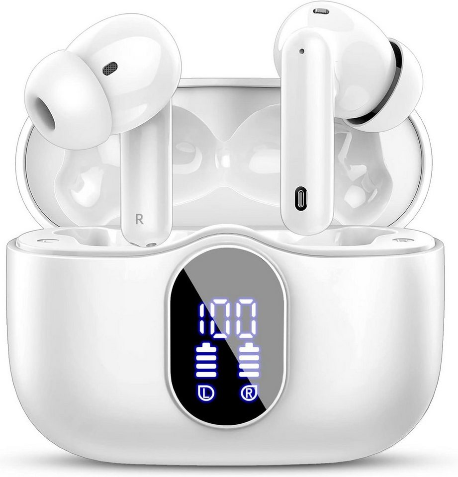 Btootos Bluetooth 5.3 Sport 4 Mikrofon LED-Anzeige HiFi Stereo wireless In-Ear-Kopfhörer (Tiefe Bassverstärkung für ein immersives und beeindruckendes Hörerlebnis, Bluetooth, mit 40 std Spielzeit ENC Lärmreduzierung Ohrhörer für Arbeit & Studium) von Btootos