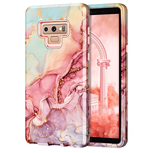 Btscase Kompatibel mit Galaxy Note 9 Hülle, Marmor-Muster, 3-in-1, strapazierfähig, stoßfest, Ganzkörper-Hart-PC + weiches Silikon, Fallschutz, für Samsung Galaxy Note 9 6.4 Zoll, Roségold Btscase Kompatibel mit Galaxy Note 9 Hülle, Marmor-Muster, 3-in-1, strapazierfähig, stoßfest, Ganzkörper-Hart-PC + weiches Silikon, Fallschutz, für Samsung Galaxy Note 9 6.4 Zoll, Roségold von Btscase