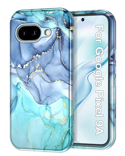 Btscase Schutzhülle für Google Pixel 9a 2025 [stoßfest in Militärqualität], stilvolles Marmor-Muster, schlank, schützend, 3 Schichten, hartes PC + weiches Silikon, robust, für Damen und Herren von Btscase