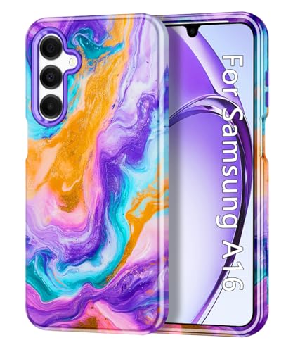 Btscase Schutzhülle für Samsung Galaxy A16 5G, Marmor-Design und dreilagiger Schutz, stoßfeste Premium-PC + TPU, stoßfeste Schutzhülle, dünne Schutzhülle, Lila von Btscase