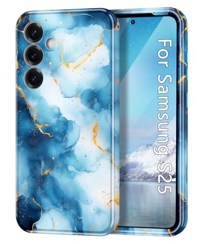 Btscase Schutzhülle für Samsung Galaxy S25, militärische Qualität, Falltest, Marmor-Muster, schlank, robust, stoßfest, für Damen, Mädchen, Herren, kratzfest, Blau Btscase Schutzhülle für Samsung Galaxy S25, militärische Qualität, Falltest, Marmor-Muster, schlank, robust, stoßfest, für Damen, Mädchen, Herren, kratzfest, Blau von Btscase