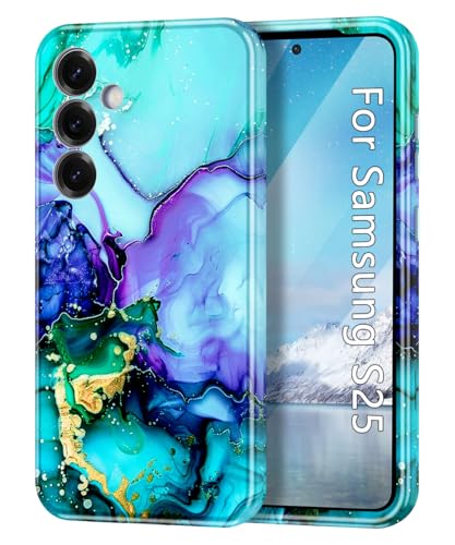 Btscase Schutzhülle für Samsung Galaxy S25, militärische Qualität, sturzgetestet, Marmor-Muster, schlank, robust, stoßfest, für Damen, Mädchen, Herren, kratzfest, Cyan Btscase Schutzhülle für Samsung Galaxy S25, militärische Qualität, sturzgetestet, Marmor-Muster, schlank, robust, stoßfest, für Damen, Mädchen, Herren, kratzfest, Cyan von Btscase