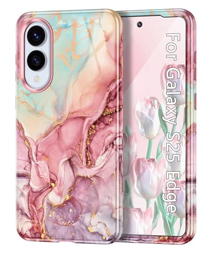 Btscase Schutzhülle für Samsung Galaxy S25 Edge, militärische Qualität, Falltest, Marmor-Muster, schlank, robust, stoßfest, für Damen, Mädchen, Herren, kratzfest, Roségold Btscase Schutzhülle für Samsung Galaxy S25 Edge, militärische Qualität, Falltest, Marmor-Muster, schlank, robust, stoßfest, für Damen, Mädchen, Herren, kratzfest, Roségold von Btscase