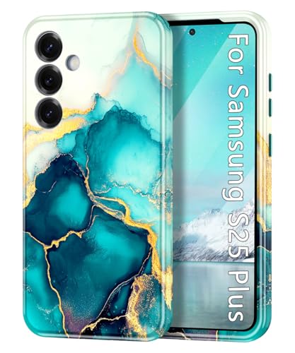 Btscase Schutzhülle für Samsung Galaxy S25 Plus, militärische Qualität, Falltest, Marmor-Muster, schlank, robust, stoßfest, für Damen, Mädchen, Herren, kratzfest, Blaugrün Btscase Schutzhülle für Samsung Galaxy S25 Plus, militärische Qualität, Falltest, Marmor-Muster, schlank, robust, stoßfest, für Damen, Mädchen, Herren, kratzfest, Blaugrün von Btscase