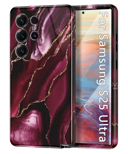 Btscase Schutzhülle für Samsung Galaxy S25 Ultra, militärische Qualität, Falltest, Marmor-Muster, schlank, robust, stoßfest, für Damen, Mädchen, Herren, kratzfest, Weinrot Btscase Schutzhülle für Samsung Galaxy S25 Ultra, militärische Qualität, Falltest, Marmor-Muster, schlank, robust, stoßfest, für Damen, Mädchen, Herren, kratzfest, Weinrot von Btscase
