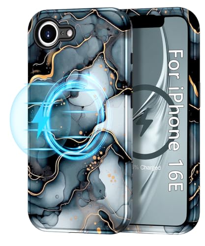 Btscase Schutzhülle für iPhone 16e, magnetisch, Marmor-Design, dreilagiger Schutz, Premium-PC + TPU, stoßfeste Abdeckung, kompatibel mit MagSafe, stoßfest, dünn, Schwarz Btscase Schutzhülle für iPhone 16e, magnetisch, Marmor-Design, dreilagiger Schutz, Premium-PC + TPU, stoßfeste Abdeckung, kompatibel mit MagSafe, stoßfest, dünn, Schwarz von Btscase