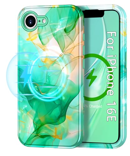 Btscase Schutzhülle für iPhone 16e, magnetisch, Marmor-Design und dreilagiger Schutz, Premium-PC + TPU, stoßfeste Abdeckung, kompatibel mit MagSafe, stoßfeste, dünne Schutzhülle, Mintgrün Btscase Schutzhülle für iPhone 16e, magnetisch, Marmor-Design und dreilagiger Schutz, Premium-PC + TPU, stoßfeste Abdeckung, kompatibel mit MagSafe, stoßfeste, dünne Schutzhülle, Mintgrün von Btscase
