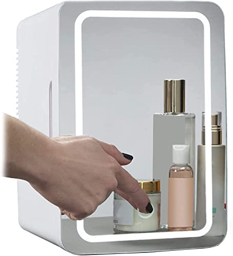 Btstil Mini Kosmetischer Kühlschrank, 8L Kühlschrank Tragbarer mit LED Make up Spiegel, 2 in 1 Auto KüHlschrank für Schlafzimmer, Kosmetik, Muttermilch, Büro und Reisen von Btstil