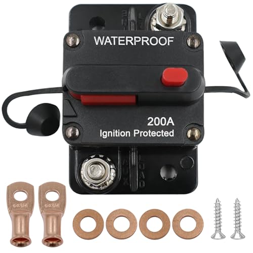 Btstil Schutzschalter 30-300A, DC 12-48V Kfz Sicherung Leistungsschutzschalter mit Manuelles Reset Sicherungshalter für Motor Auto Marine Boat ATV Manuelle Stromversorgung Audio (200A) von Btstil