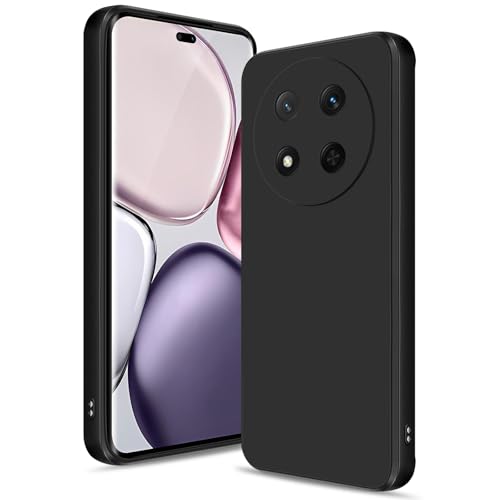 Btstring Hülle für Honor Magic 7 Lite, Hochwertiges Silikon Case, Ganzkörper Handyhülle mit Seidig-Weicher Berühren, Kratzfestes Weiches Mikrofaserfutter (Schwarz) von Btstring