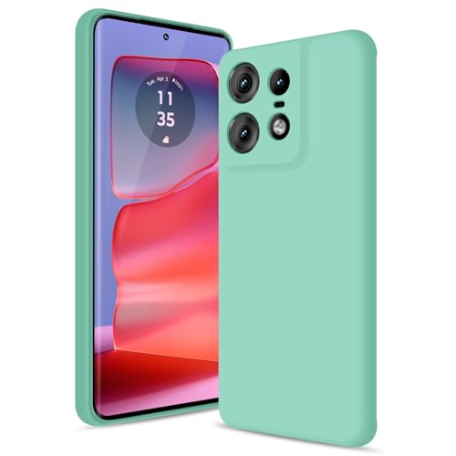 Btstring Hülle für Moto Edge 50 Pro, Hochwertiges Silikon Case, Ganzkörper Handyhülle mit Seidig-Weicher Berühren, Kratzfestes Weiches Mikrofaserfutter (Matcha Grün) von Btstring