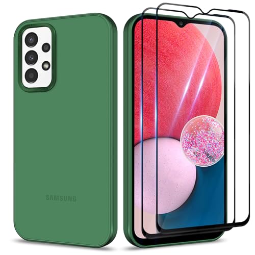 Btstring Hülle für Samsung Galaxy A13 mit 2 Stück Schutzfolie, Minimalistische Transluzente Matte Schutzhülle, Stoßfeste Kratzfeste Anti-Fingerabdruck Case, Grün von Btstring