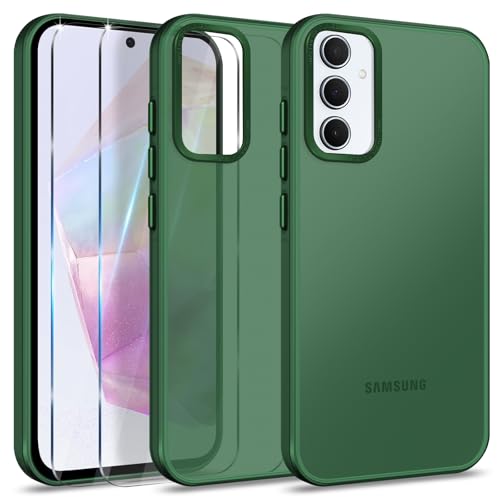Btstring Hülle für Samsung Galaxy A35 mit 2 Stück Schutzfolie, Minimalistische Transluzente Matte Schutzhülle, Stoßfeste Kratzfeste Anti-Fingerabdruck Case, Grün Btstring Hülle für Samsung Galaxy A35 mit 2 Stück Schutzfolie, Minimalistische Transluzente Matte Schutzhülle, Stoßfeste Kratzfeste Anti-Fingerabdruck Case, Grün von Btstring