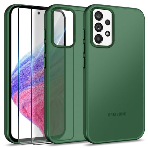 Btstring Hülle für Samsung Galaxy A53 mit 2 Stück Schutzfolie, Minimalistische Transluzente Matte Schutzhülle, Stoßfeste Kratzfeste Anti-Fingerabdruck Case, Grün Btstring Hülle für Samsung Galaxy A53 mit 2 Stück Schutzfolie, Minimalistische Transluzente Matte Schutzhülle, Stoßfeste Kratzfeste Anti-Fingerabdruck Case, Grün von Btstring