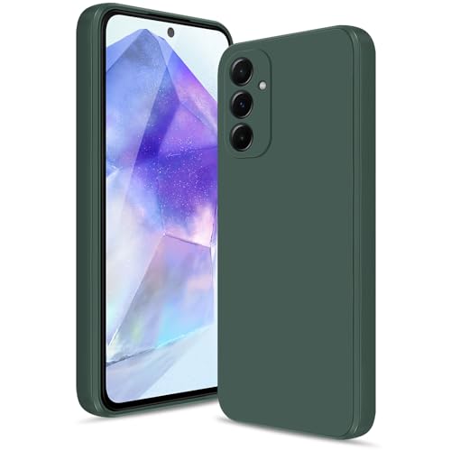 Btstring Hülle für Samsung Galaxy A55, Hochwertiges Silikon Case, Ganzkörper Handyhülle mit Seidig-Weicher Berühren, Kratzfestes Weiches Mikrofaserfutter (Grün) von Btstring