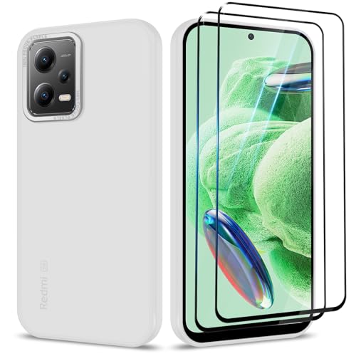 Btstring Hülle für Xiaomi Redmi Note 12 5G mit 2 Stück Schutzfolie, Minimalistische Transluzente Matte Schutzhülle, Stoßfeste Kratzfeste Anti-Fingerabdruck Case, Transparent von Btstring